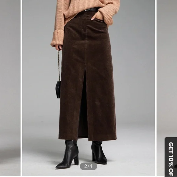 Commense Corduroy Maxi Skirt. Size Large. Brown. NWT - Picture 2 of 3